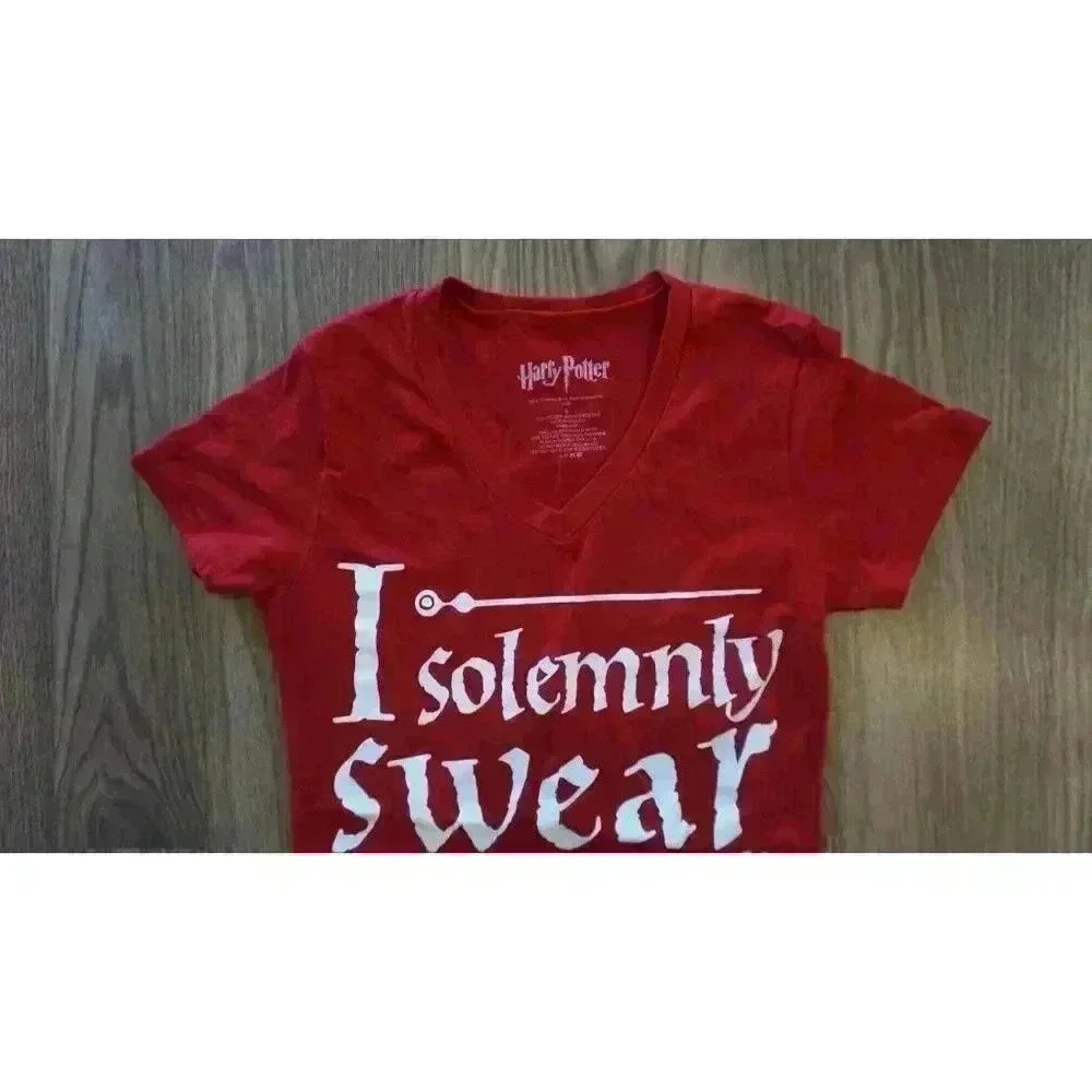 Harry Potter Women's Red "I Solemnly Swear" Short Sleeve Graphic T-Shirt, Size S - Picture 4 of 9